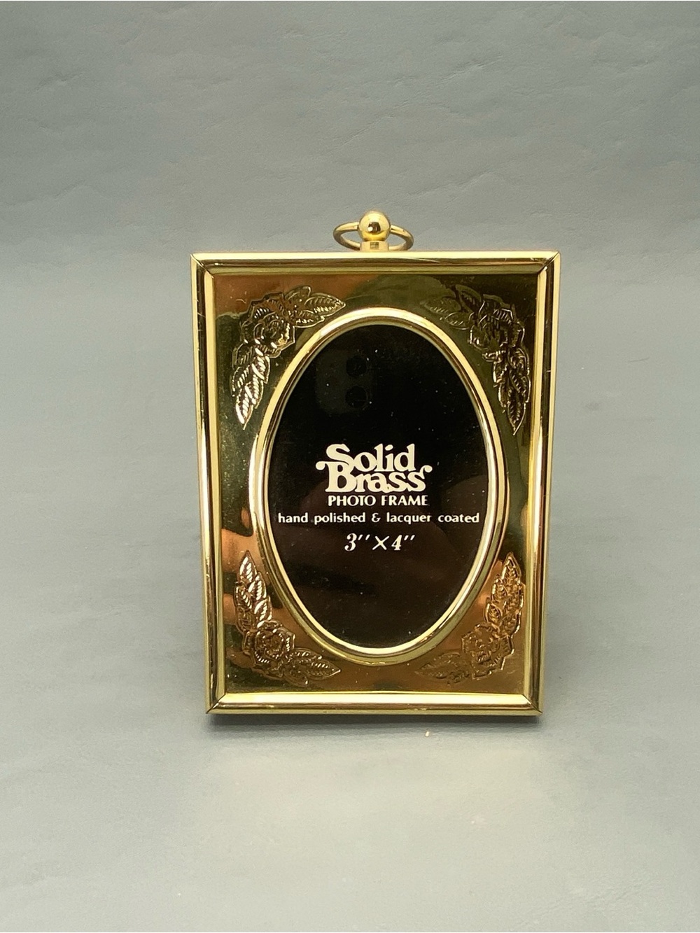 Solid Brass Vintage Floral Embossed Picture Frame for 3”x 4” Picture Slide Back